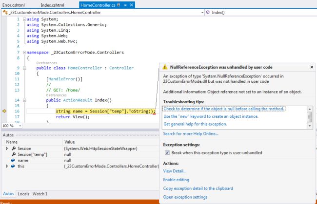 null reference error